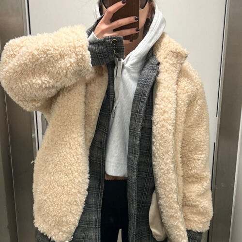 Manteau réversible en laine Teddy avec fermeture éclair double sens